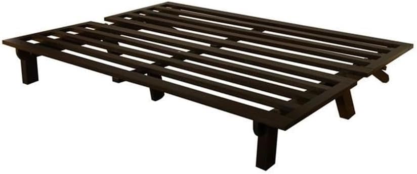 Kodiak Furniture Carson 75' Traditional Full-Size Wood Futon Frame, Solid Pine Construction, Assembly Required, in Java Brown Finish