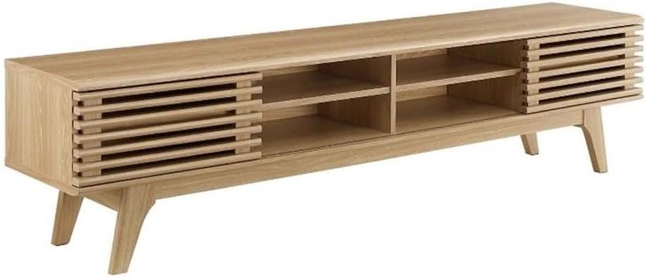 Modway Render Mid-Century Modern Low Profile 70 Inch Media Console TV Stand in Oak, 70'