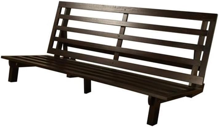 Kodiak Furniture Carson Full Size Futon Frame and Mattress Set - Java Brown Finish Wood Futon Frame with Mattress Included in Twill Gray Color