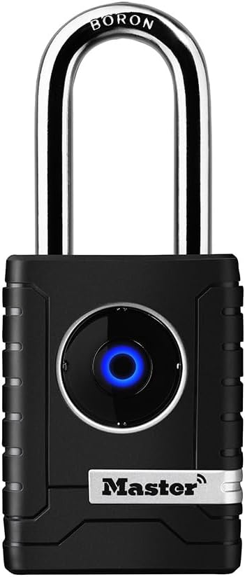 Master Lock Black Outdoor Bluetooth Smart Padlock with Keypad, Smart Locks for Tools, Gates, Sheds, 2-7/32 inches Wide, 4401LHEC