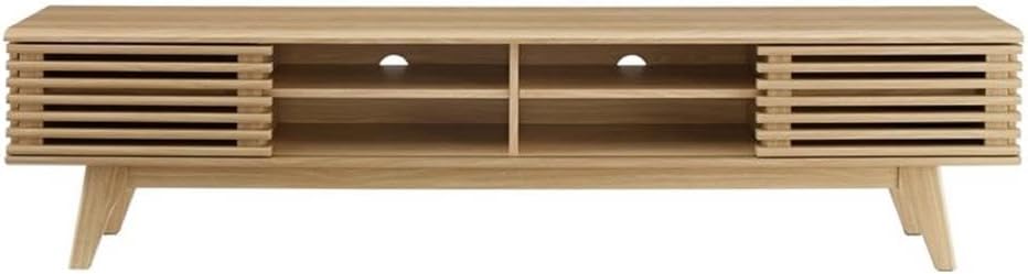 Modway Render Mid-Century Modern Low Profile 70 Inch Media Console TV Stand in Oak, 70'