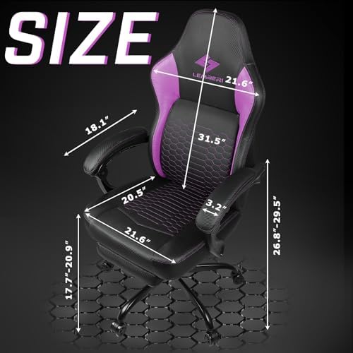 Gaming Chair 400lb Weight Capacity, Ergonomic Video Game Chair with Footrest, Racing Style Computer Chair with Headrest and Lumbar Support