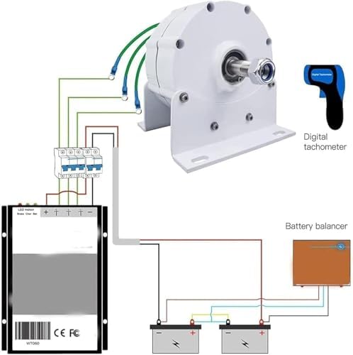 9000W 48V Wind Turbine Generator Kit for Home Use - Horizontal Blades with Controller, Gearless Permanent Magnet Alternator, Low RPM, Efficient Off-Grid Battery Charging