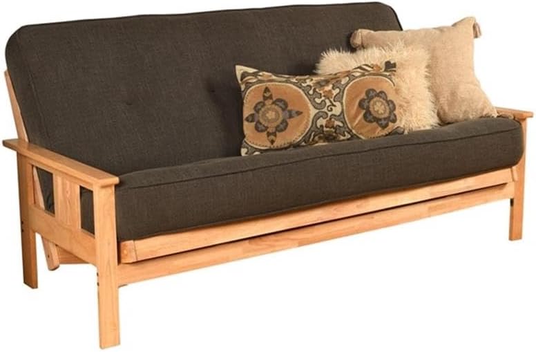 Pemberly Row 8' Full Size Spring Futon Mattress Replacement, Linen Sleeper Sofa Bed Mattress, Charcoal Gray-Frame Not Included