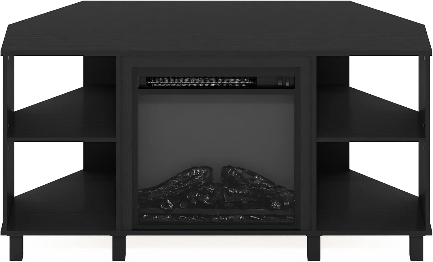 Furinno Jensen Corner Fireplace TV Stand with 4 Open Compartments for TV up to 55 Inches, Americano