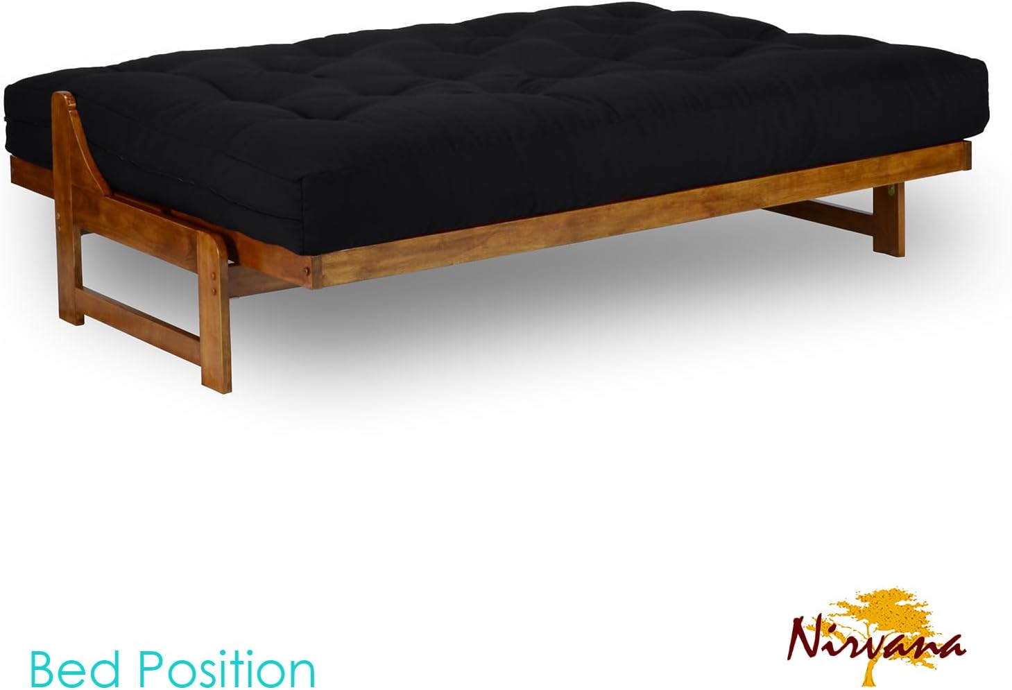 Nirvana Futons Miami Futon Frame and Mattress Set - Full Size, 8' Twill Black Cover