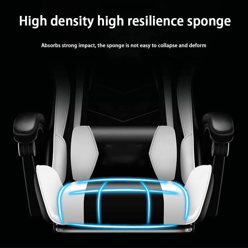 Office Desk Chair Bluetooth Speaker Gaming Chair,High Back Computer Game Chair Adjustable Reclining Office Chair Recliner, Headrest and Massage Lumbar Support (Blue White)