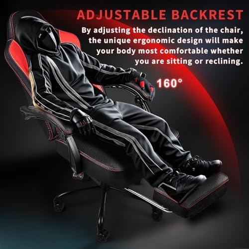 Gaming Chair 400lb Weight Capacity, Ergonomic Video Game Chair with Footrest, Racing Style Computer Chair with Headrest and Lumbar Support