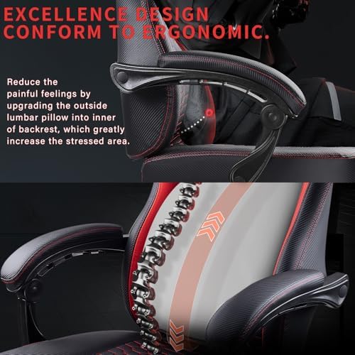 Gaming Chair 400lb Weight Capacity, Ergonomic Video Game Chair with Footrest, Racing Style Computer Chair with Headrest and Lumbar Support