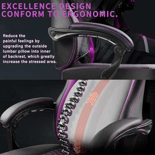 Gaming Chair 400lb Weight Capacity, Ergonomic Video Game Chair with Footrest, Racing Style Computer Chair with Headrest and Lumbar Support