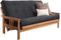 Pemberly Row 7' Full Size Futon Mattress Replacement, Suede Fabric Sleeper Sofa Bed Mattress, Cotton and Foam Construction, Black-Frame Not Included