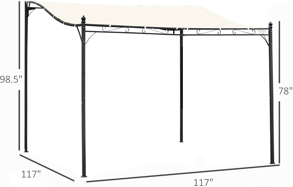 10' x 10' Steel Outdoor Pergola Gazebo, Patio Canopy with Weather-Resistant Fabric and Drainage Holes for Backyard Pool Deck Garden (Cream White)