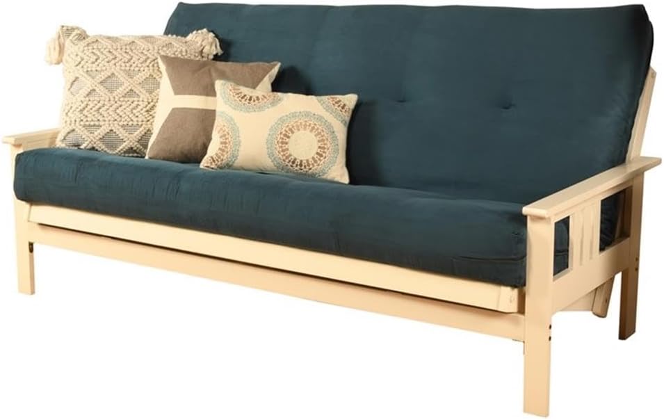 Pemberly Row 7' Full Size Futon Mattress Replacement, Suede Fabric Sleeper Sofa Bed Mattress, Cotton and Foam Construction, Black-Frame Not Included