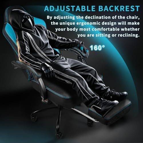 Gaming Chair 400lb Weight Capacity, Ergonomic Video Game Chair with Footrest, Racing Style Computer Chair with Headrest and Lumbar Support