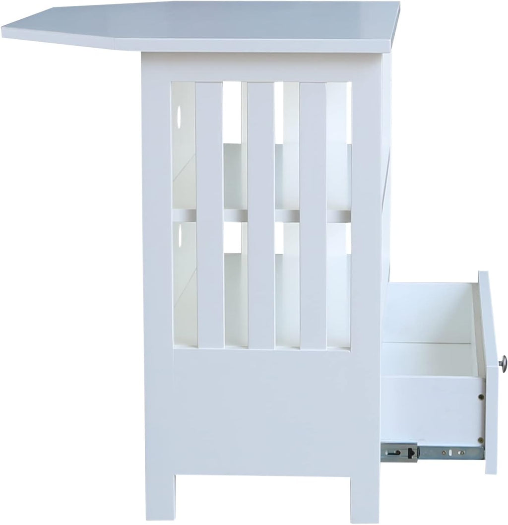IC INTERNATIONAL CONCEPTS Solid Wood TV Stand with Shelves and Drawer in White - 28.9' Height