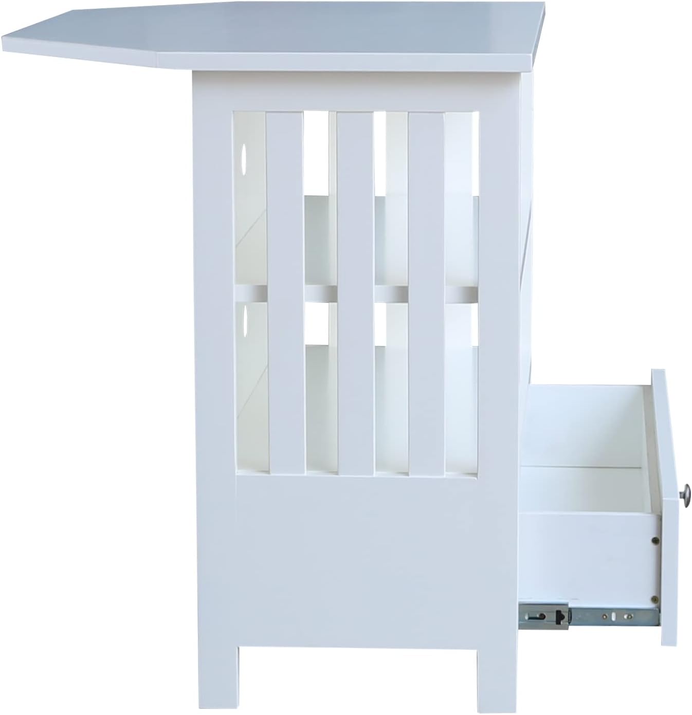 IC INTERNATIONAL CONCEPTS Solid Wood TV Stand with Shelves and Drawer in White - 28.9' Height