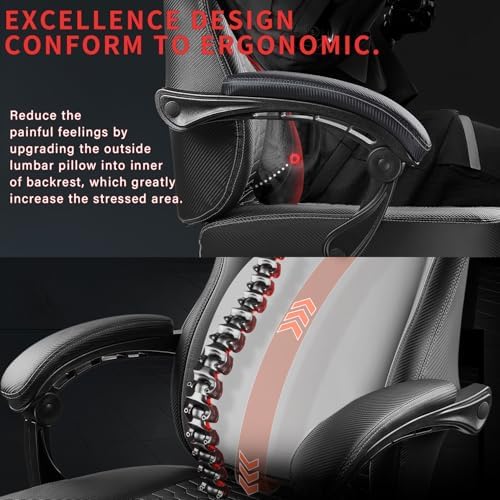 Gaming Chair 400lb Weight Capacity, Ergonomic Video Game Chair with Footrest, Racing Style Computer Chair with Headrest and Lumbar Support