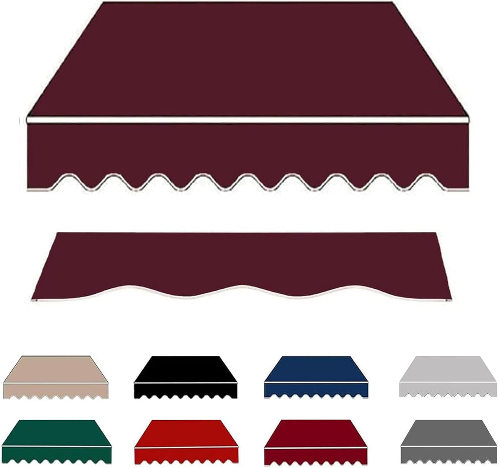 Patio Awning Replacement Fabric Outdoor Retractable Awning Cover Uv Protection Water Resistant Polyester Sun Shade Shelter Canopy for 8' 10' 11' 12' 13' 14' 15' 16' (Size:12x8ft,Color:Wine Red)