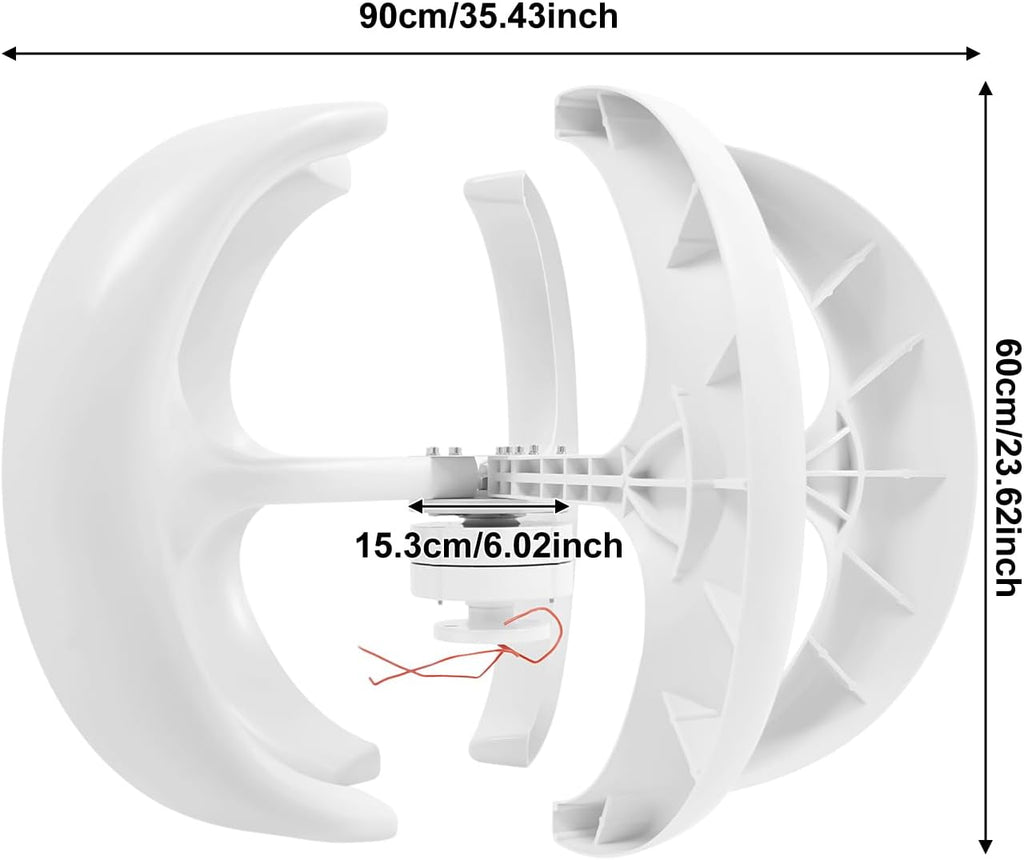 Wind Turbine Generator, 600W 12V 5-Blade Wind Power Generator with Controller, for Boats Farm Home Hybrids Streetlight Use, White