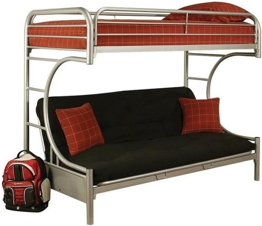Acme Furniture Eclipse Twin Over Full/Futon Metal Bunk Bed in Silver
