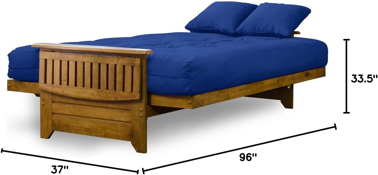 Brentwood Tray Arm Full Size Wood Futon Frame and Storage Drawers - Heritage Finish