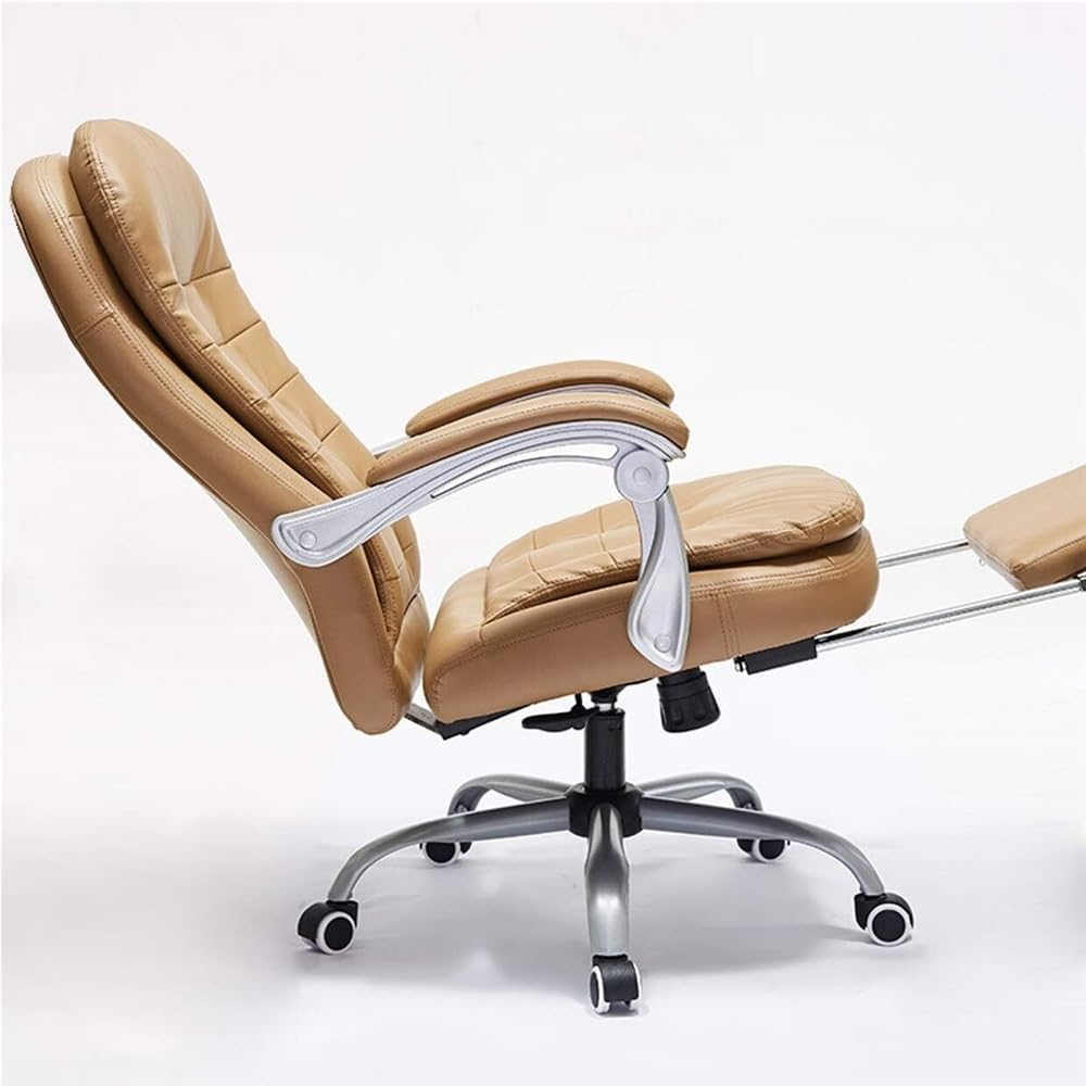 Ergonomic Executive Office Chair Adjustable High Back Comfortable Gaming Chairs Swivel Reclining Computer Desk Chair with Retractable Footrest for Long Hours(Brown)