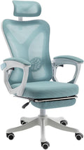 Big and Tall Gaming Chairs for Adults with Footrest Ergonomic Office Chair Computer Chair with Lumbar Support Swivel Seat Height Adjustable Computer Chair with Headrest 62x49x121cm Blue