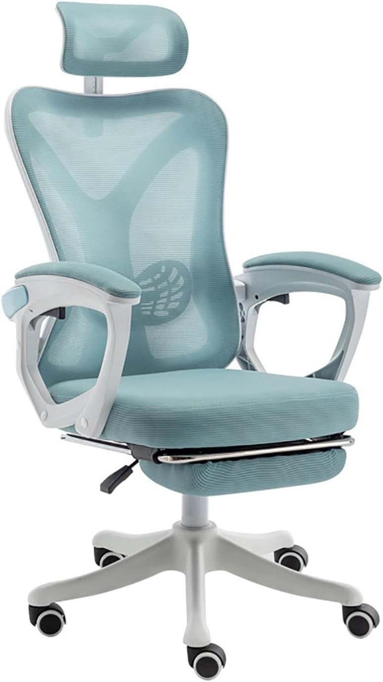 Big and Tall Gaming Chairs for Adults with Footrest Ergonomic Office Chair Computer Chair with Lumbar Support Swivel Seat Height Adjustable Computer Chair with Headrest 62x49x121cm Blue