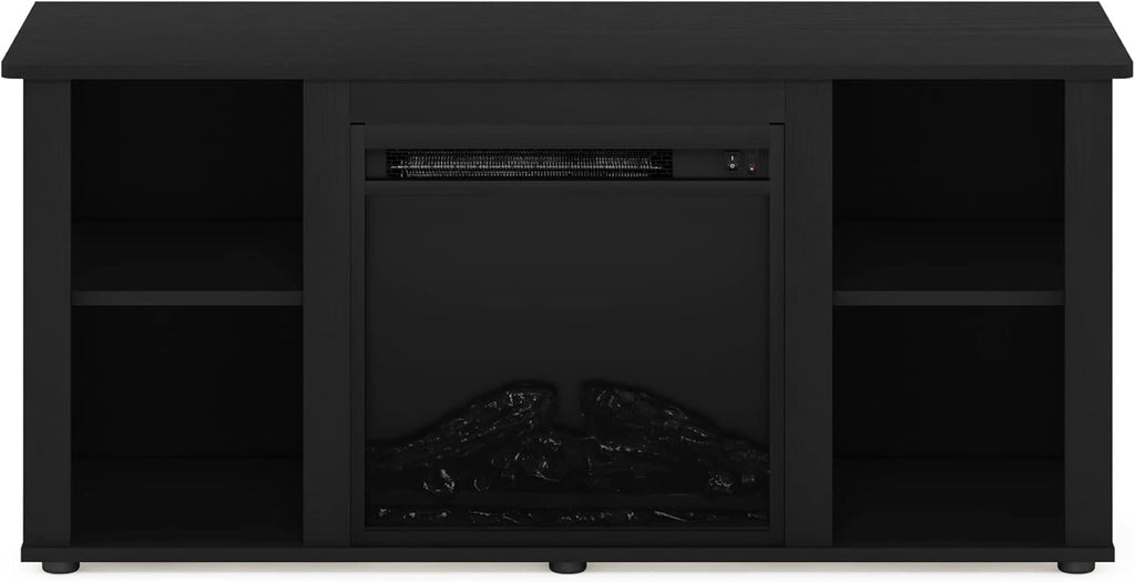 Furinno Jensen Entertainment Center Stand with Fireplace for TV up to 55 Inch, Americano, Corded Electric, Adjustable