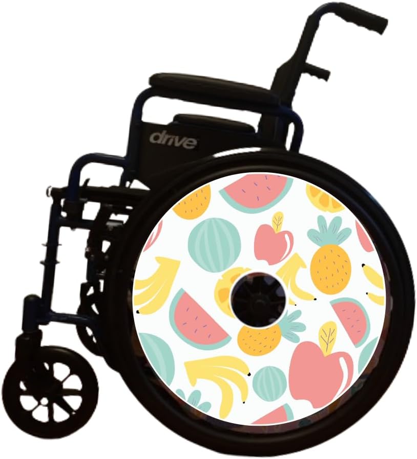 Designer Cover for Wheelchair Wheels, Enhances Aesthetics, Easy Install/Remove, Lightweight, New Matt Finish (Fruity Splash)