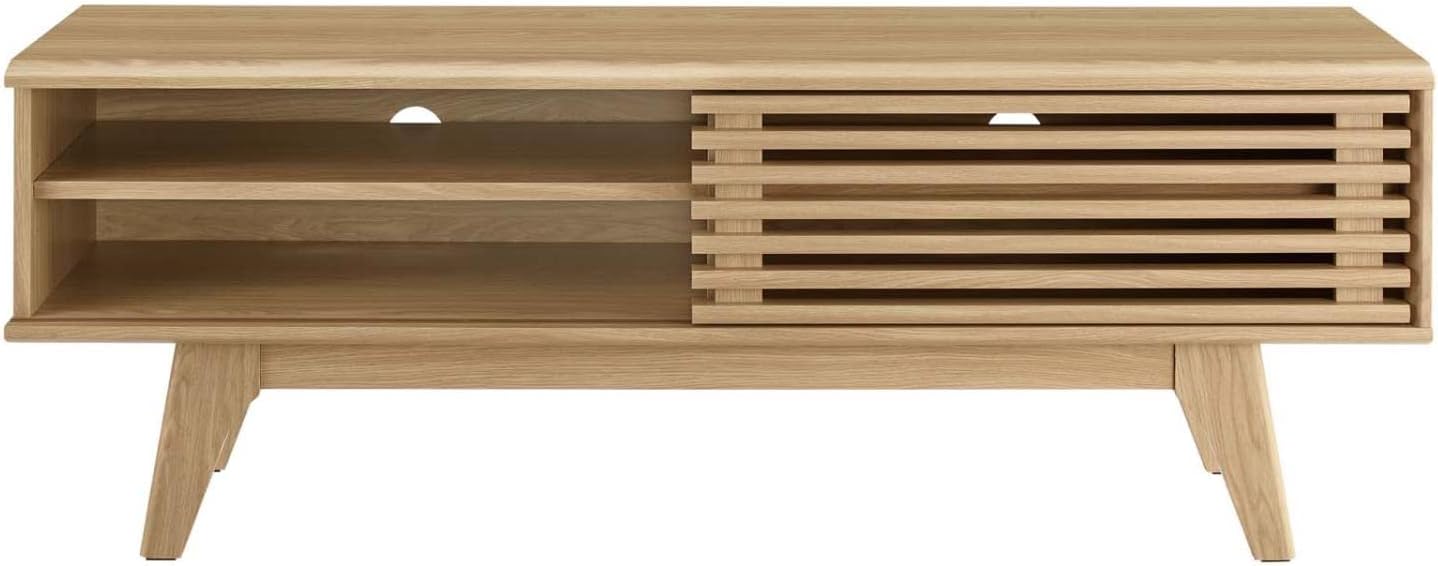 Modway Render Mid-Century Modern Low Profile 48 Inch TV Stand in Oak, 48'