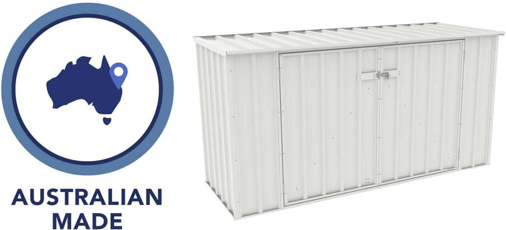 Absco Utility 7.5 Ft. x 2.5 Ft. Garbage Can Metal Storage Shed DIY Galvanized Steel Sheds for Garbage Can, Trash Bin, and Junk Storage Tools, Firewood, Gardening Equipment (Surfmist White)