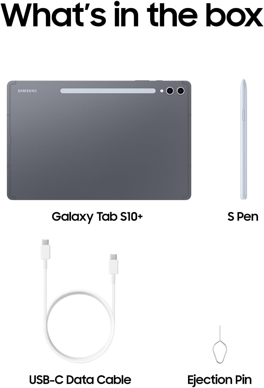 SAMSUNG Galaxy Tab S10+ 5G 12.4' 256GB, Android Tablet, (Verizon Network), Circle to Search, Long Battery Life, Big Screen, S Pen Included, Durable, US Version, 2024, Moonstone Gray, SM-X828UZAAVZW