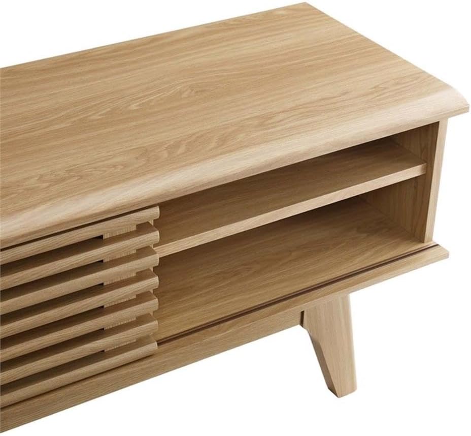 Modway Render Mid-Century Modern Low Profile 70 Inch Media Console TV Stand in Oak, 70'