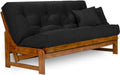 Nirvana Futons Miami Futon Frame and Mattress Set - Full Size, 8' Twill Black Cover