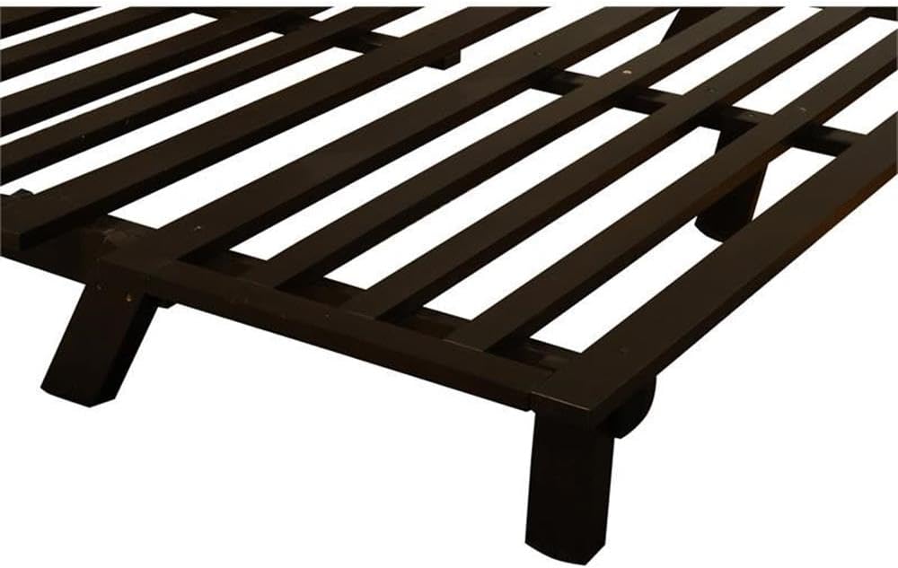 Kodiak Furniture Carson Full Size Futon Frame and Mattress Set - Java Brown Finish Wood Futon Frame with Mattress Included in Charcoal Gray Color