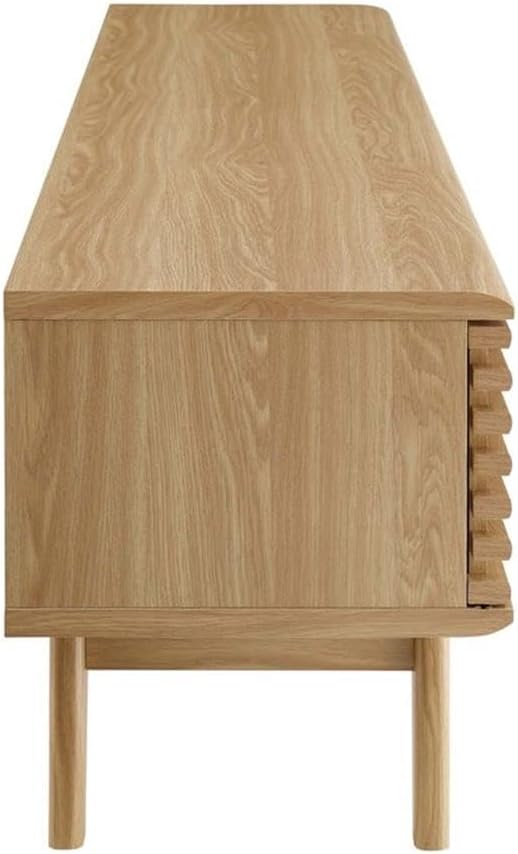 Modway Render Mid-Century Modern Low Profile 70 Inch Media Console TV Stand in Oak, 70'