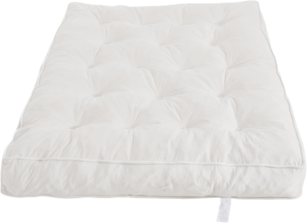 DHMAKER 8-inch Futon Mattress Queen Size, Thick Futon Sofa Couch Bed Foldable Floor Sleeping Pad for Adults, Portable Floor Bed Mattress, Velvet Tatami Mat (Frame Not Included),White, 60'x80'