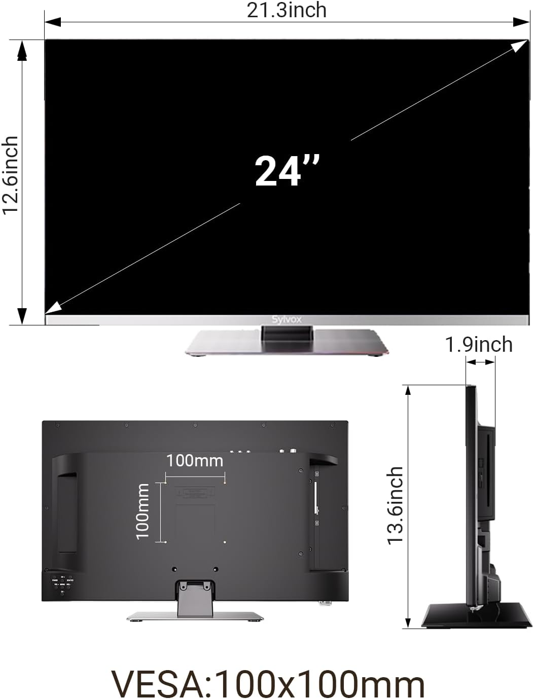 SYLVOX RV TV, 24 inches 12/24V TV for RV 1080P Full HD Smart TV, Built-in APP Store, Support WiFi Bluetooth, Small Android TV for Car Home Camper Truck Boat(Limo Series)