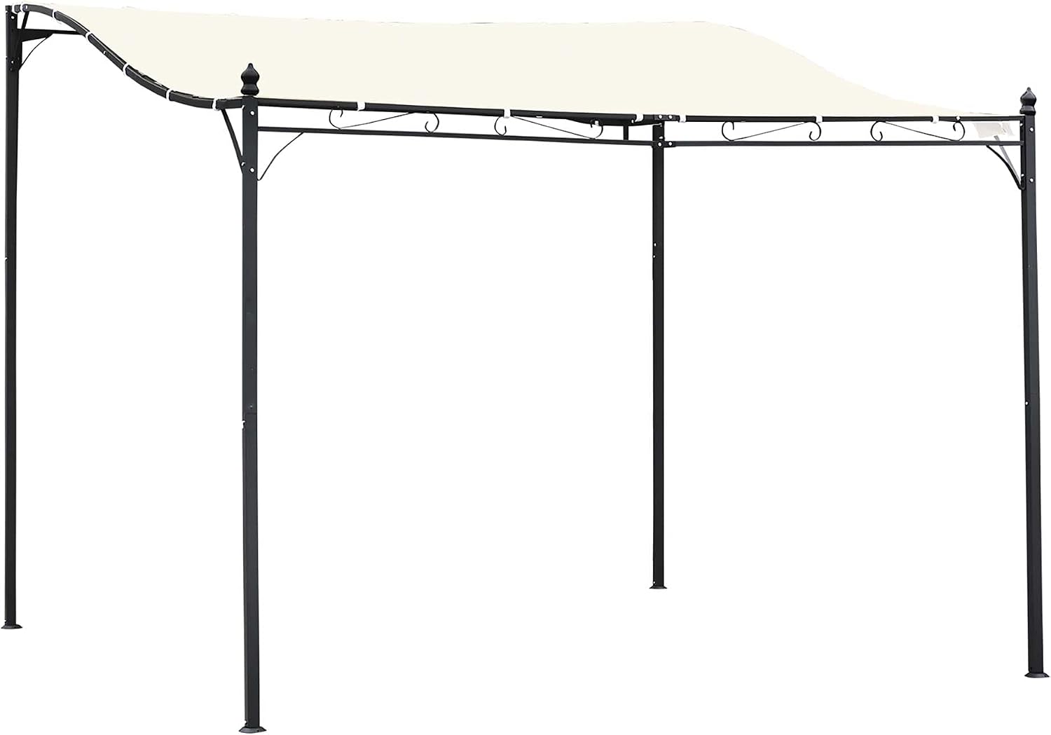 10' x 10' Steel Outdoor Pergola Gazebo, Patio Canopy with Weather-Resistant Fabric and Drainage Holes for Backyard Pool Deck Garden (Cream White)