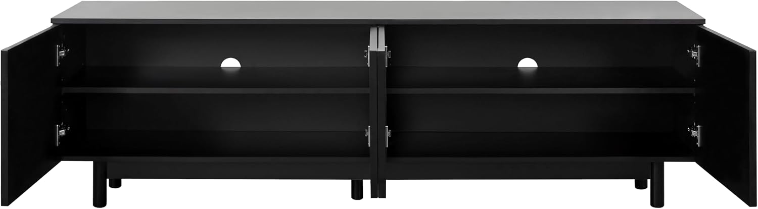 Merax Graceful TV Stand with Arch Cabinets for Televisions Up to 78'', Minimalist Entertainment Center with Solid Wood Legs and Adjustable Shelves, Practical Media Console for Living Room, Black