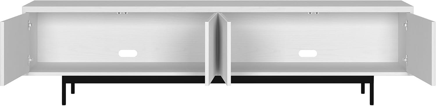 Henn&Hart Fluted TV Stand for TVs up to 85' with 2 Open-Concept Ribbed Storage Cabinets for Living Room, Family Room, or Office, Cloud White
