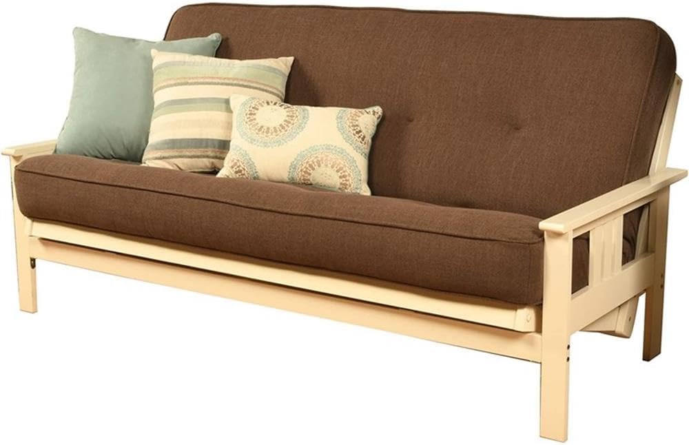 Pemberly Row 8' Full Size Spring Futon Mattress Replacement, Linen Sleeper Sofa Bed Mattress, Cocoa Brown-Frame Not Included