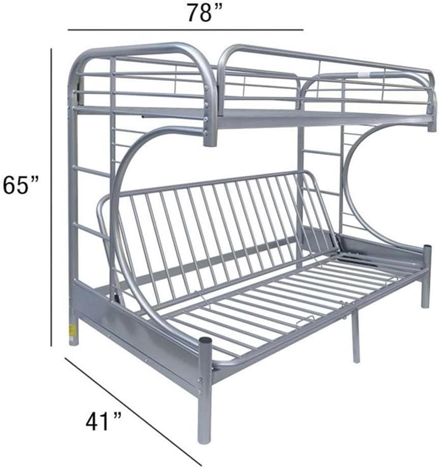 Acme Furniture Eclipse Twin Over Full/Futon Metal Bunk Bed in Silver