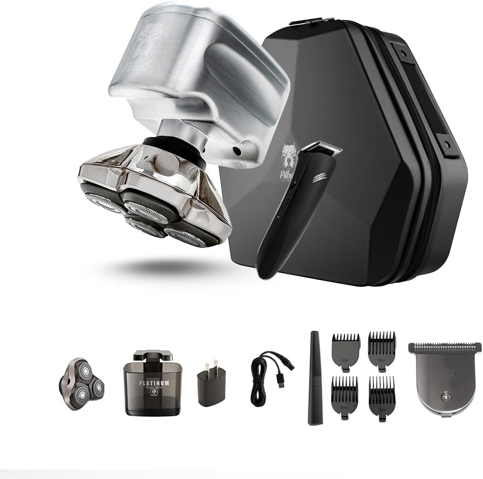 Skull Shaver Pitbull Diamond PRO Head & Face Shaver - Waterproof Cordless Electric Shaver - Metal Body - Baby Beast Trimmer - Travel Case - Gift for Men