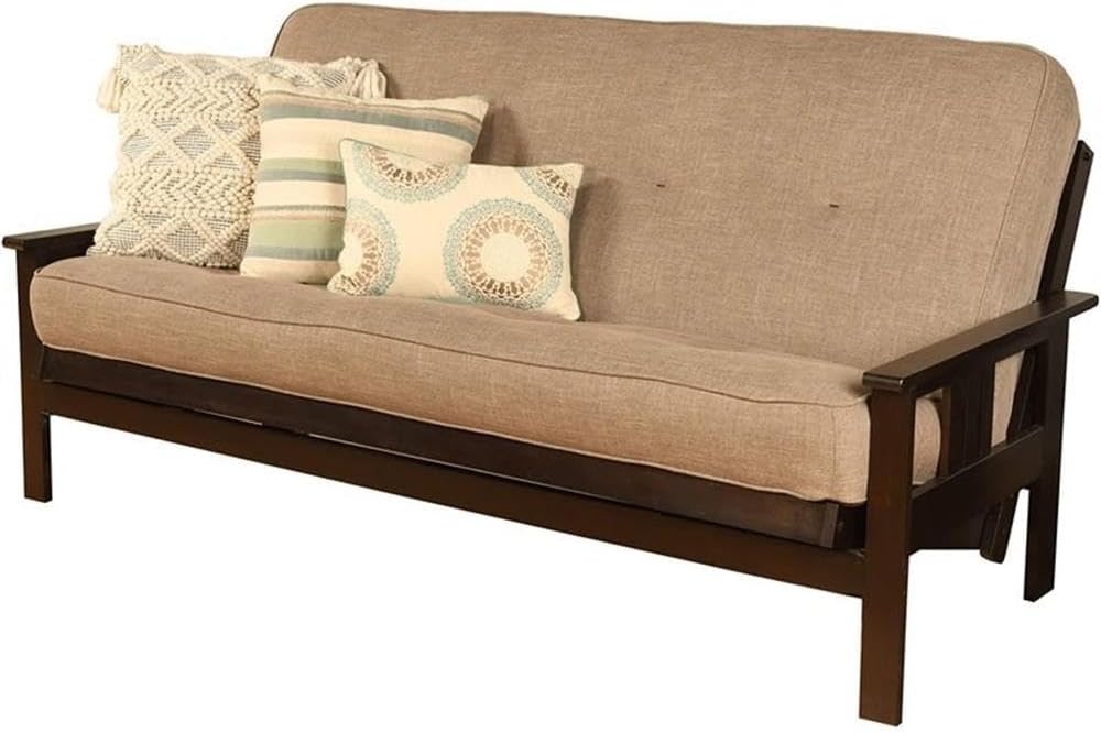 Pemberly Row 8' Full Size Spring Futon Mattress Replacement, Linen Sleeper Sofa Bed Mattress, Stone Gray-Frame Not Included