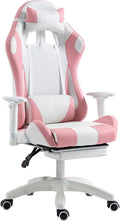 Adult Gaming Chair with Footrest, Video Gaming Chair with Lumbar Support, Ergonomic High Back Computer Chair, Reclining Gaming Chair PU Leather,Pink