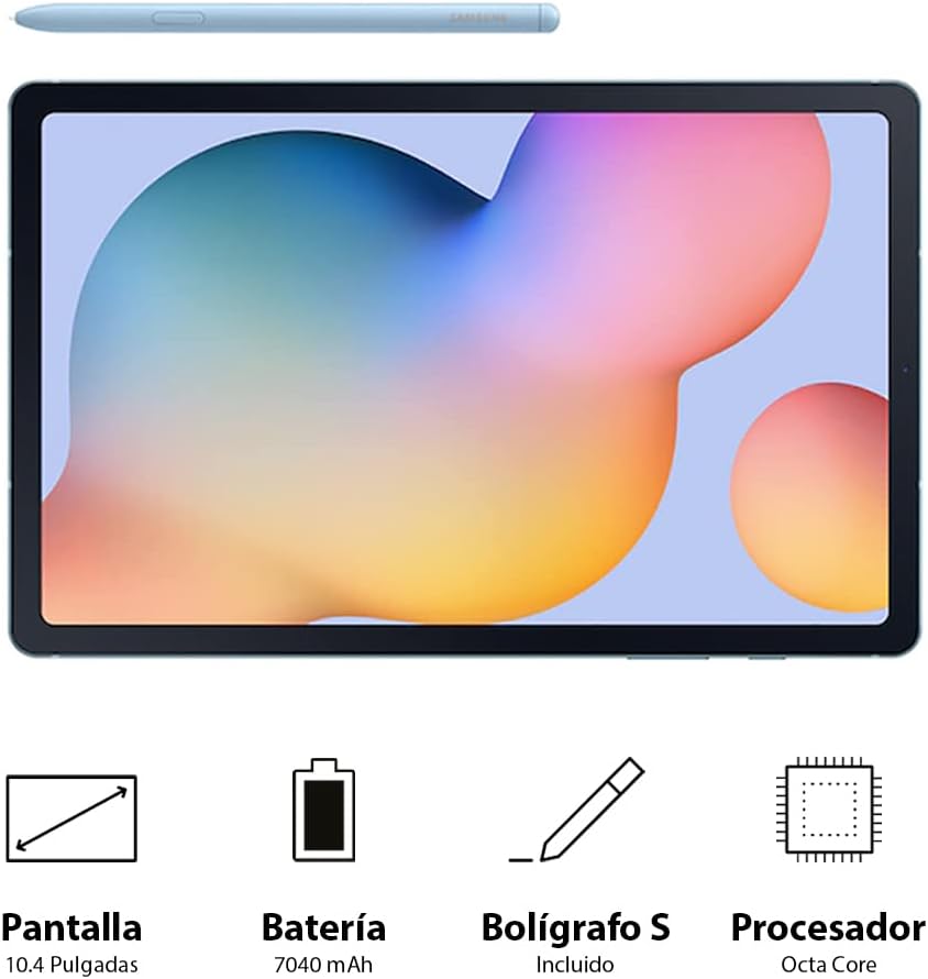 SAMSUNG Galaxy Tab S6 Lite 10.4' 64GB Android Tablet, LCD Screen, S Pen Included, Slim Metal Design, AKG Dual Speakers, 8MP Rear Camera, Long Lasting Battery, US Version, 2022, Angora Blue