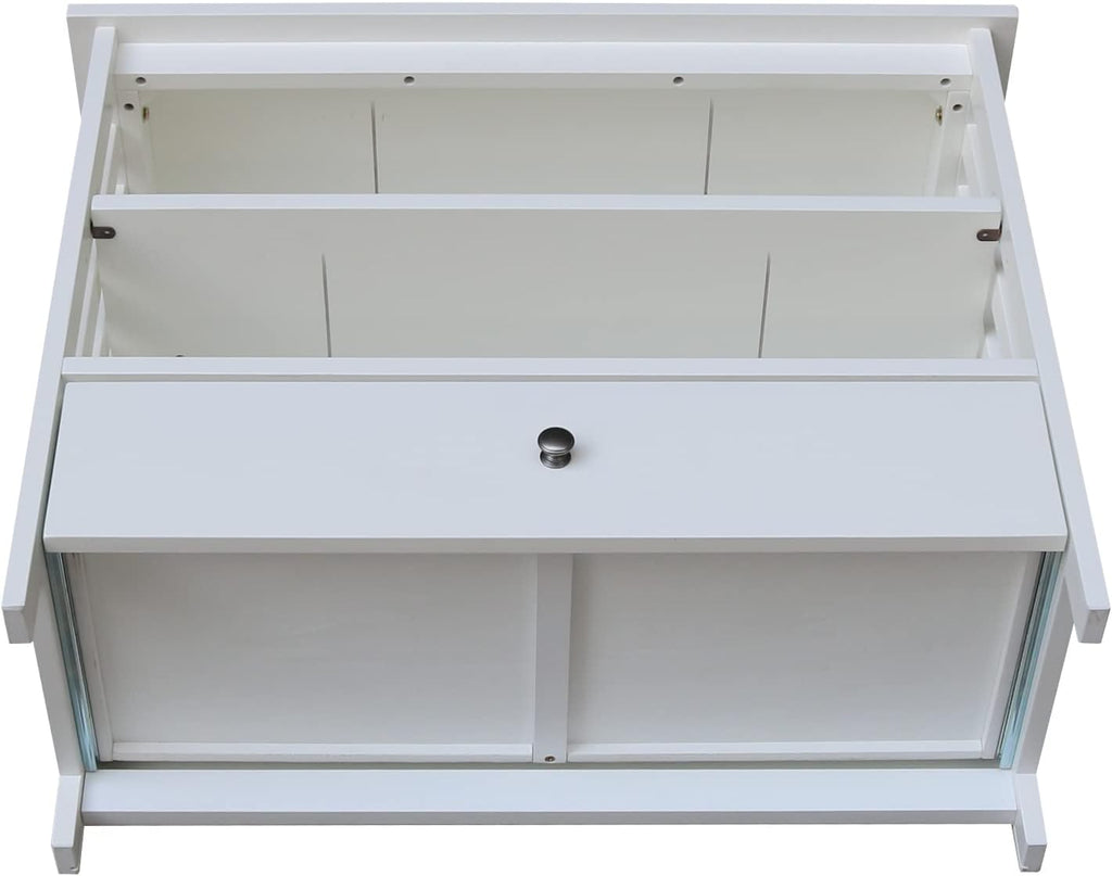 IC INTERNATIONAL CONCEPTS Solid Wood TV Stand with Shelves and Drawer in White - 28.9' Height