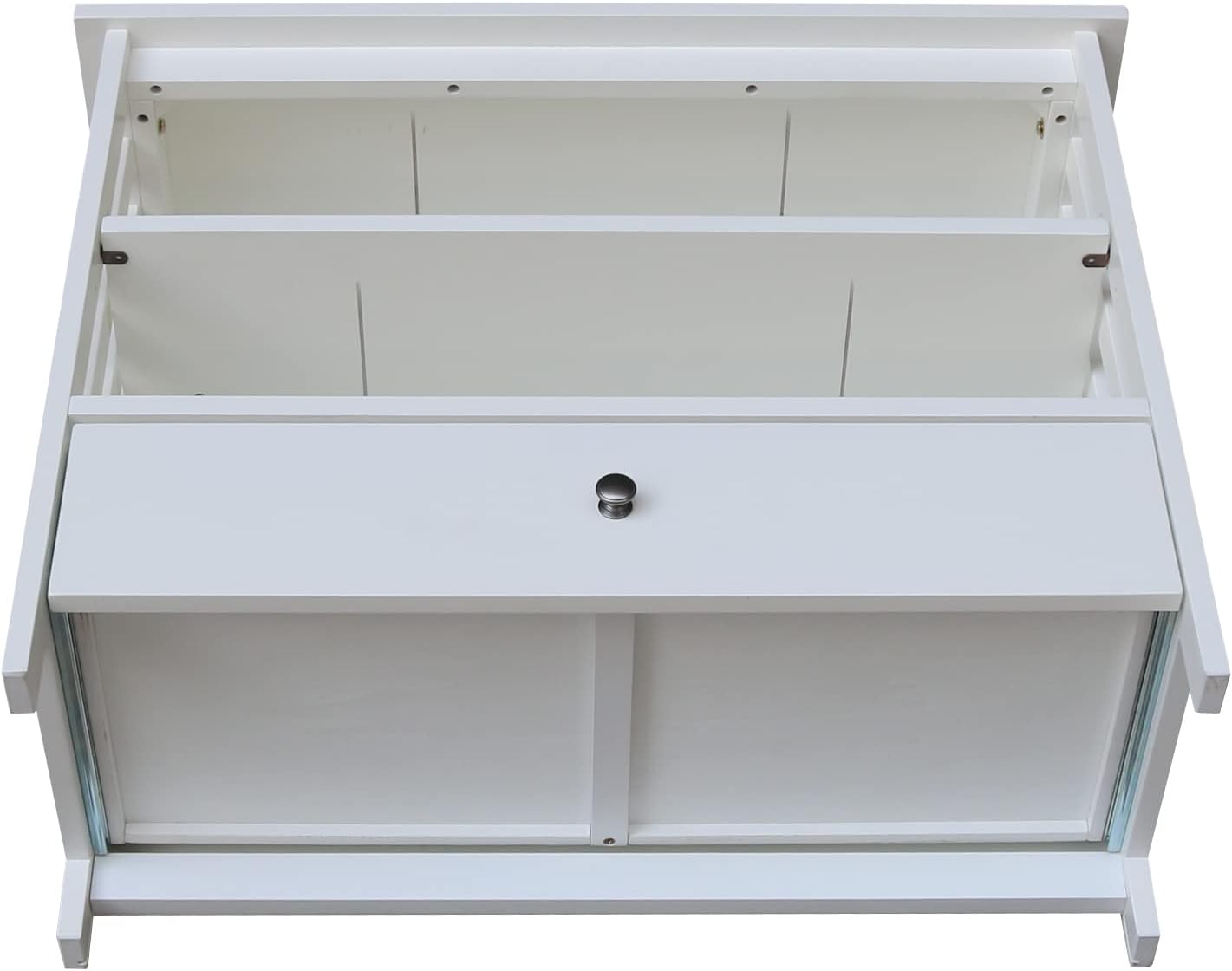 IC INTERNATIONAL CONCEPTS Solid Wood TV Stand with Shelves and Drawer in White - 28.9' Height